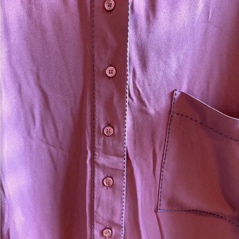 Lane Bryant Maroon Blouse With Black Accent Stitching Sz 22/24 View 3